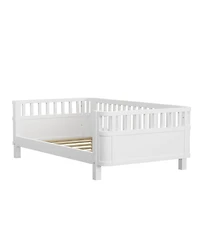 Boyel Living Twin Size Wood Platform Bed for Kids with Low Profile and Safety Rails, White (Patented Design)