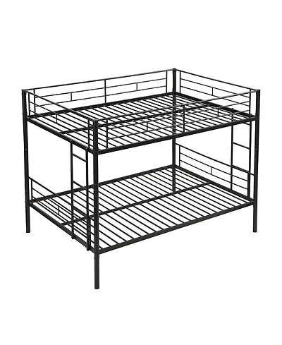 Boyel Living Full Over Full Metal Bunk Bed Black, No Box Spring Needed, Easy Assemble with Safe Stairs