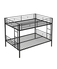 Boyel Living Full Over Full Metal Bunk Bed Black, No Box Spring Needed, Easy Assemble with Safe Stairs
