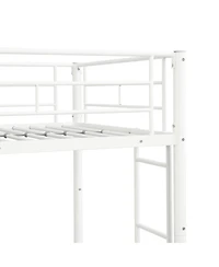 Metal Bunk Bed with Trundle White Twin, No Box Spring Needed, Easy Assemble