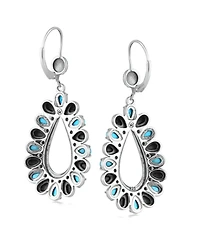 American West Jewelry Sterling Silver Kingman Turquoise Open Teardrop Pear-Cut Dangle Earrings