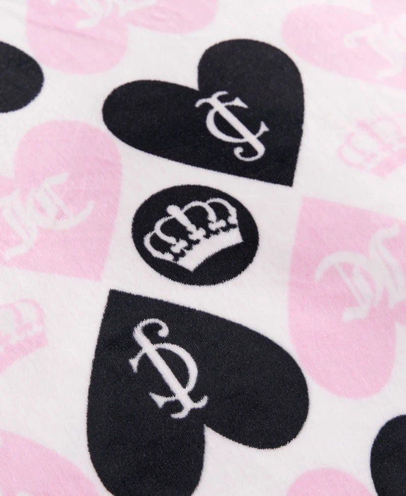 Juicy Couture Plush Reversible Queen Heart Logo -Pc. Comforter Set