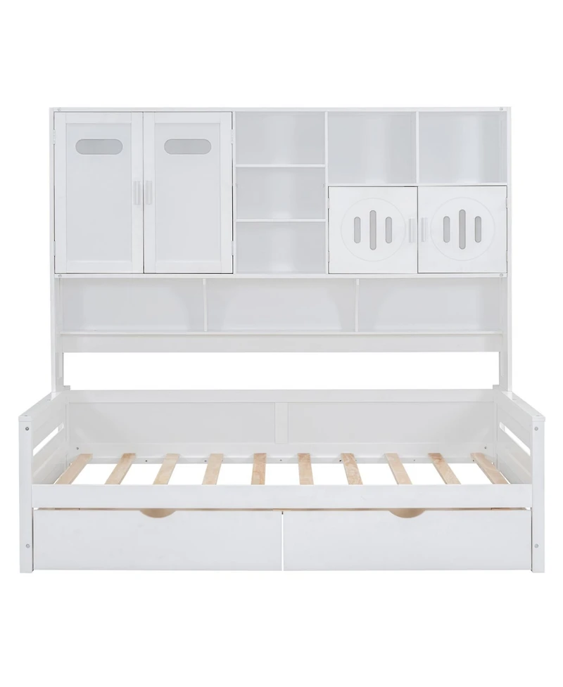 Streamdale Furniture Twin Daybed with Drawers, Cabinet, and Shelf