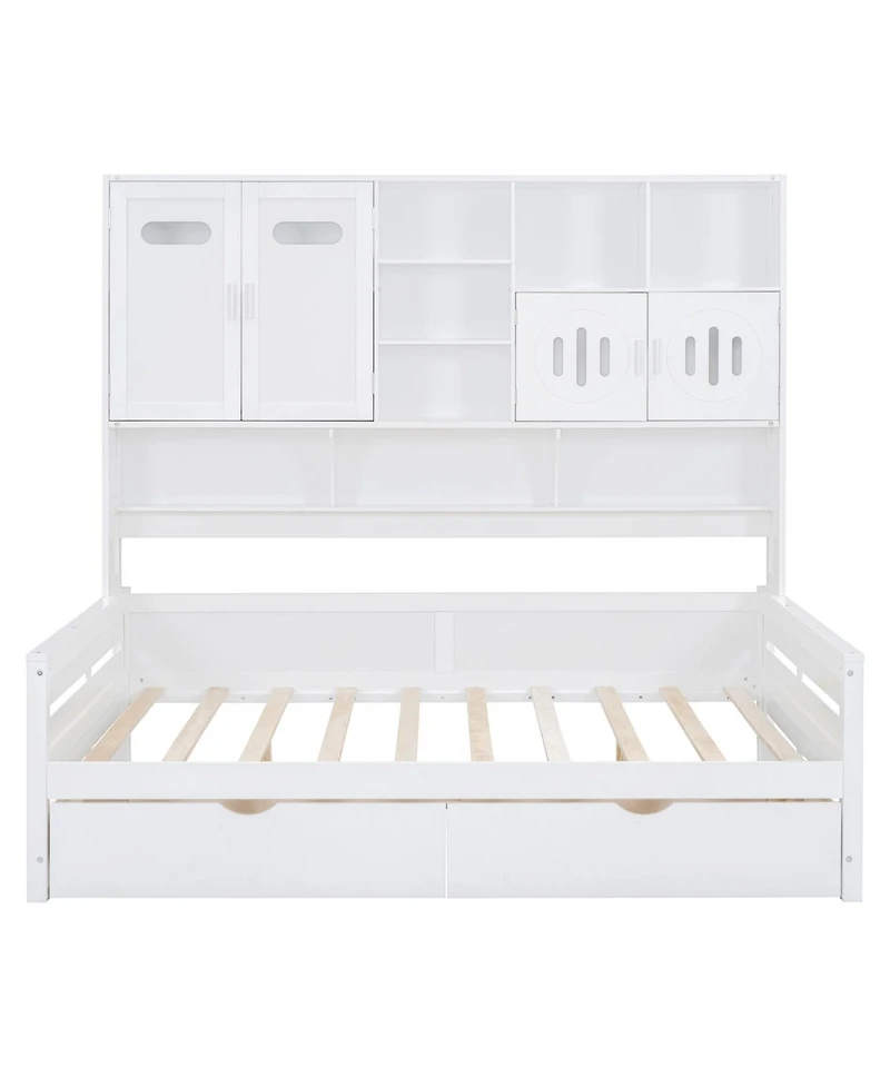 Streamdale Furniture Wooden Daybed with Drawers, Cabinet, and Shelf