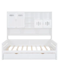 Streamdale Furniture Wooden Daybed with Drawers, Cabinet, and Shelf