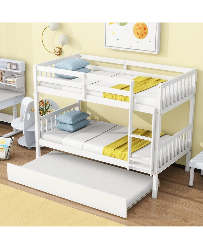 Streamdale Furniture Twin Bunk Bed with Trundle (Convertible into 2 Twins