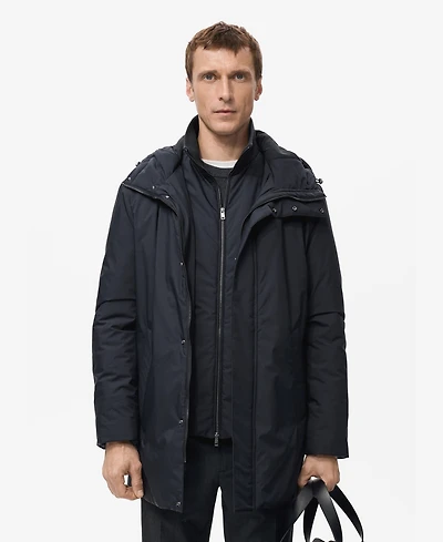 Mango Men's Detachable Water-Repellent Quilted Parka