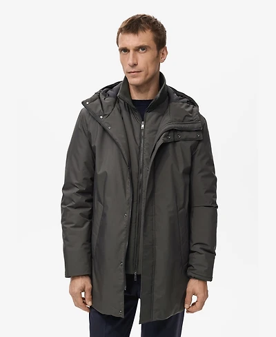 Mango Men's Detachable Water-Repellent Quilted Parka