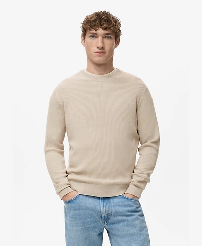 Mango Men's Fine Rib-Knit Cotton Sweater