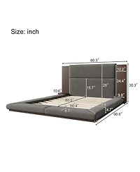 Streamdale Furniture Upholstered Platform Bed with Extended Headboard & Shelf