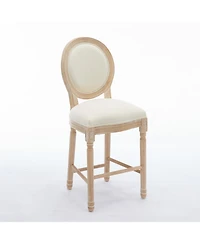 Streamdale Furniture Solid Wood Bar stools Set of 2, Classic French Country Wooden Barstools with Upholstered Seating