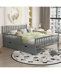 Streamdale Pink Platform Bed with Guardrails and Drawers