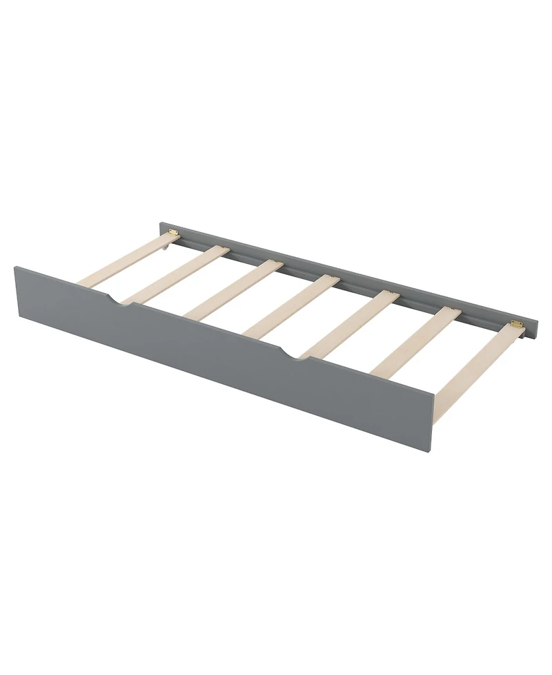 Streamdale Furniture Wood Full Size platform bed with Trundle, Shelves and Storage Headboard