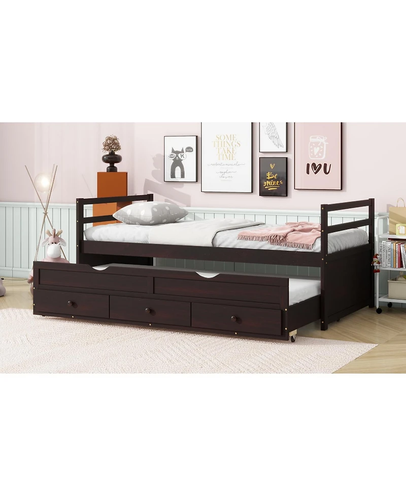 Streamdale Furniture Streamdale Twin Bed with Headboard, Trundle, and Storage Drawers