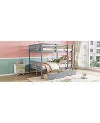 Streamdale Furniture Full Over Full Bunk Bed with 2 Drawers, Convertible to 2 Full Beds