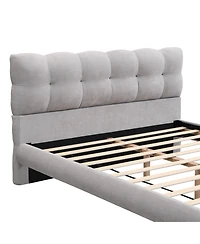 Streamdale Furniture Full Size Upholstered Platform Bed Frame with Cookie-Shaped Headboard, Easy Assembly, soft and comfortable