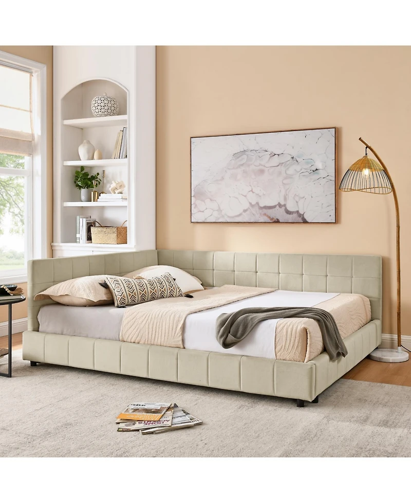 Streamdale Furniture Queen Upholstered Bed Frame with Comfortable Backrest for Bedrooms