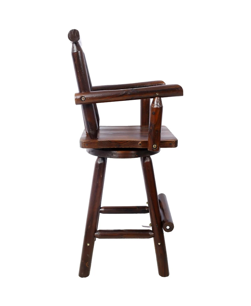 Streamdale Furniture Rustic Fir Wood Bar Stool with Footrest and Wide Armrests