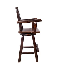 Streamdale Furniture Rustic Fir Wood Bar Stool with Footrest and Wide Armrests