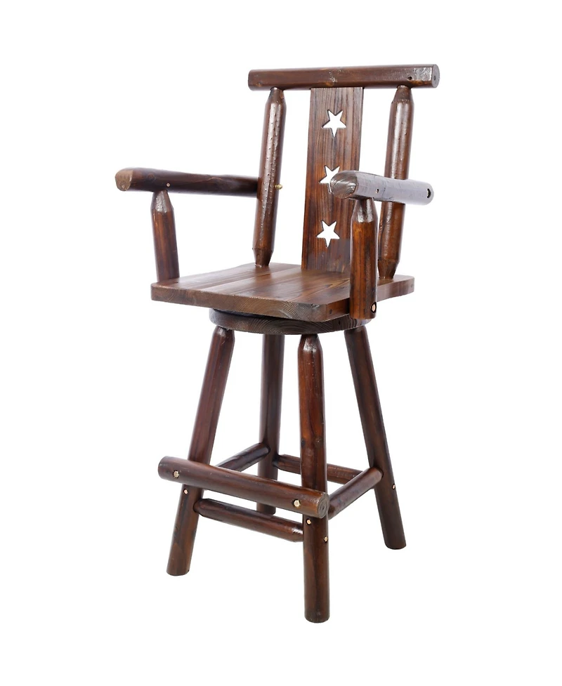 Streamdale Furniture Rustic Wood Bar Stool with Star Backrest
