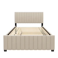 Streamdale Furniture Full Velvet Upholstered Platform Bed with Twin Trundle