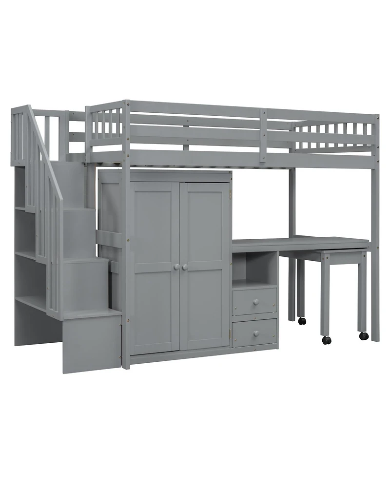 Streamdale Furniture Streamdale Twin Loft Bed with Stairs, Storage & Desk - Multifunctional Kids Furniture