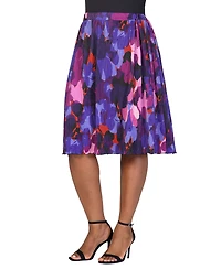 24seven Comfort Apparel Plus Pleat Elastic Waist Party Midi Skirt