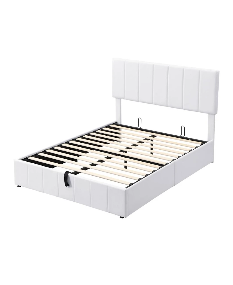 Streamdale Furniture Full Upholstered Platform bed with a Hydraulic Storage System