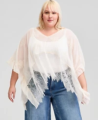 And Now This Trendy Plus Embroidered Lace Cape, Macy's Exclusive
