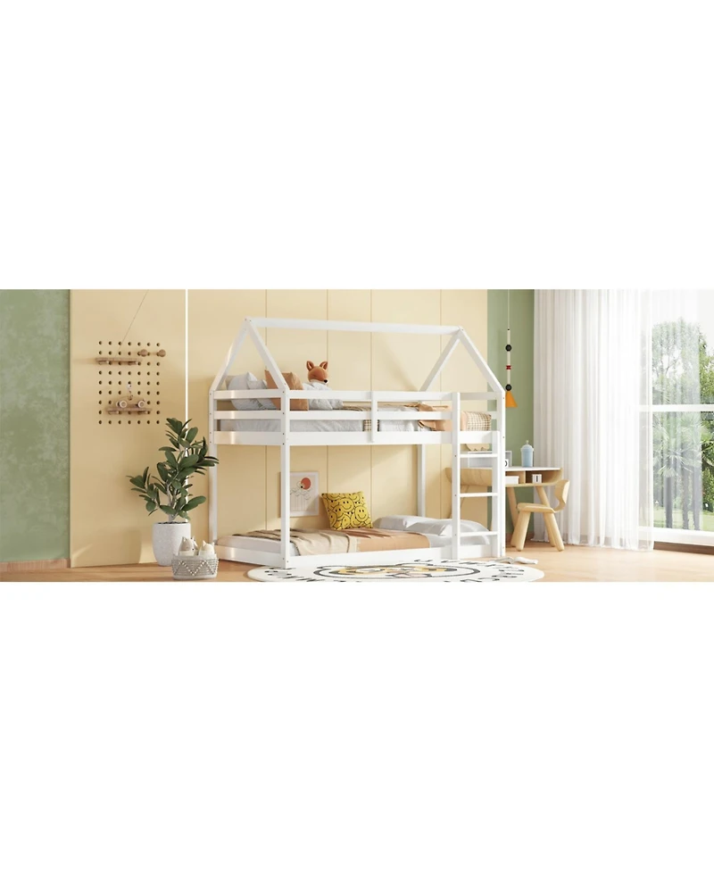 Streamdale Furniture Twin Over Twin Wood House Bunk Bed