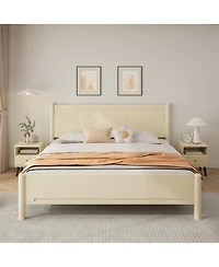 Streamdale Furniture King Size Wood Platform Bed Frame with Headboard and Wooden Slat Support