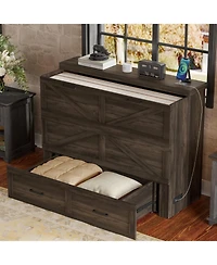 Streamdale Furniture Farmhouse Murphy Bed with Charging Station & Storage Drawer