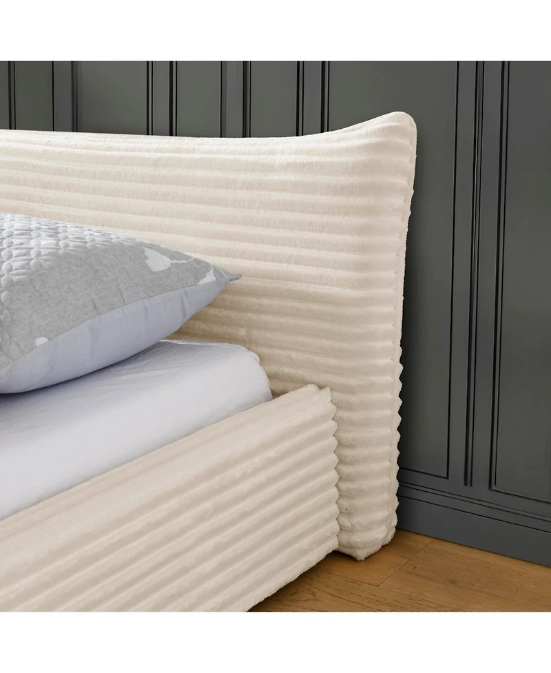 Streamdale Furniture Queen Upholstered Platform Bed Frame - Beige