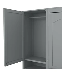 Streamdale Furniture Full Size Murphy Bed Wall Bed with Closet ,Drawers and Shelves, Gray