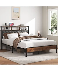 Streamdale Furniture Queen Bed Frame Headboard, Usb Ports, Under-Bed Storage