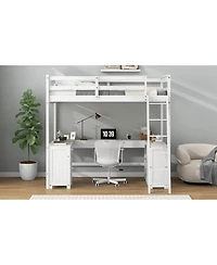 Streamdale Furniture Loft Bed with U-Desk, Drawers & Shelves