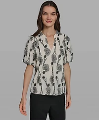 Karl Lagerfeld Paris Women's Popover Lace Short-Sleeve Top