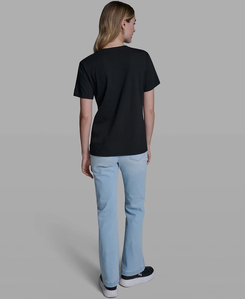 Karl Lagerfeld Paris Women's Rose Trim Knit Crewneck Top