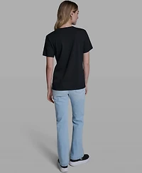 Karl Lagerfeld Paris Women's Rose Trim Knit Crewneck Top