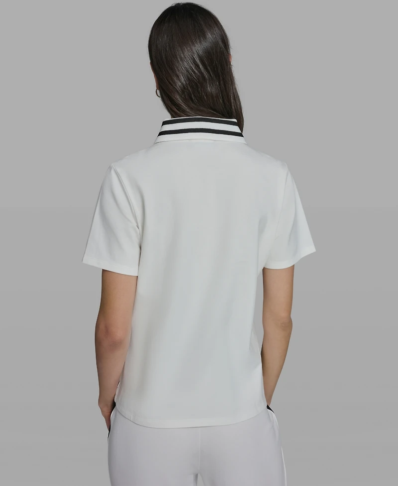 Karl Lagerfeld Paris Women's Choupette Knit Collared Polo Top