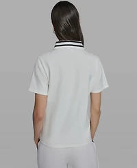 Karl Lagerfeld Paris Women's Choupette Knit Collared Polo Top