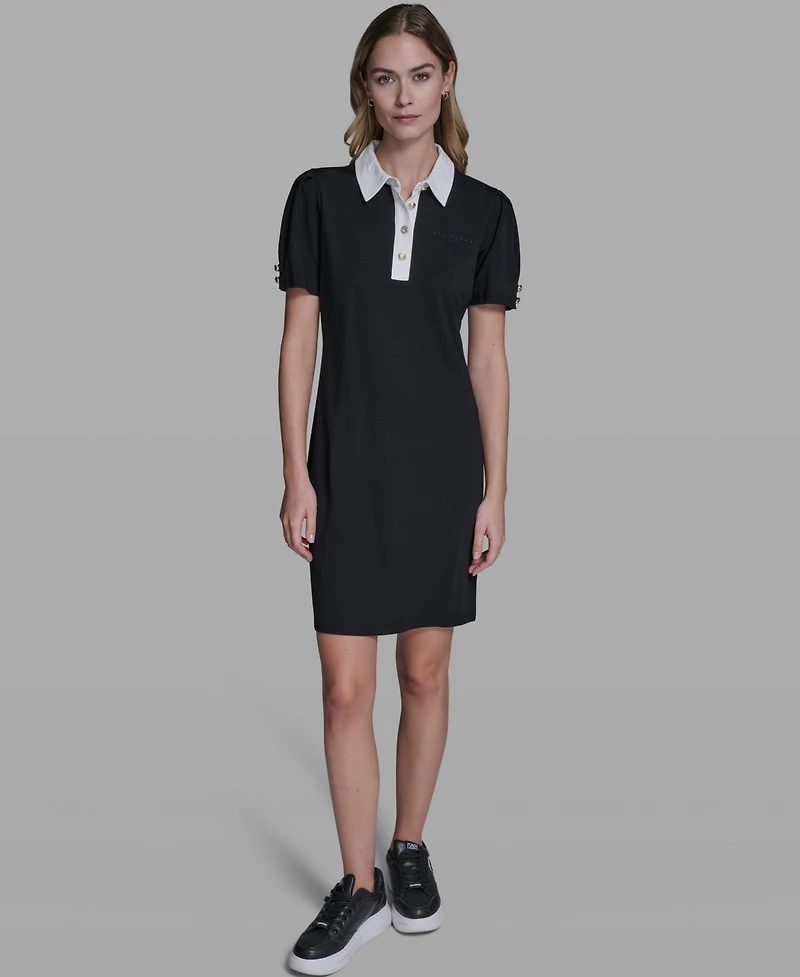 Karl Lagerfeld Paris Women's Knit Collared Polo Dress