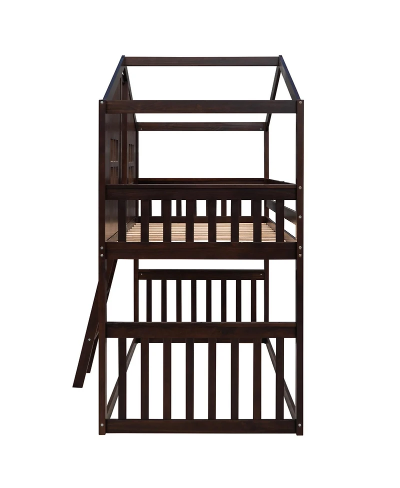 Streamdale Furniture Twin Over House Bunk Bed With Ladder, Wood