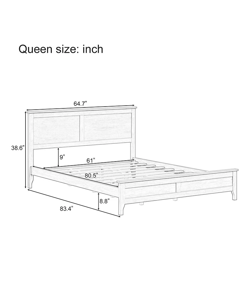 Streamdale Furniture Queen Solid Wood Platform Bed
