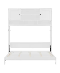 Streamdale Furniture Queen Size Wall Murphy Bed with Ample Storage Space and Chevron Stripes, White