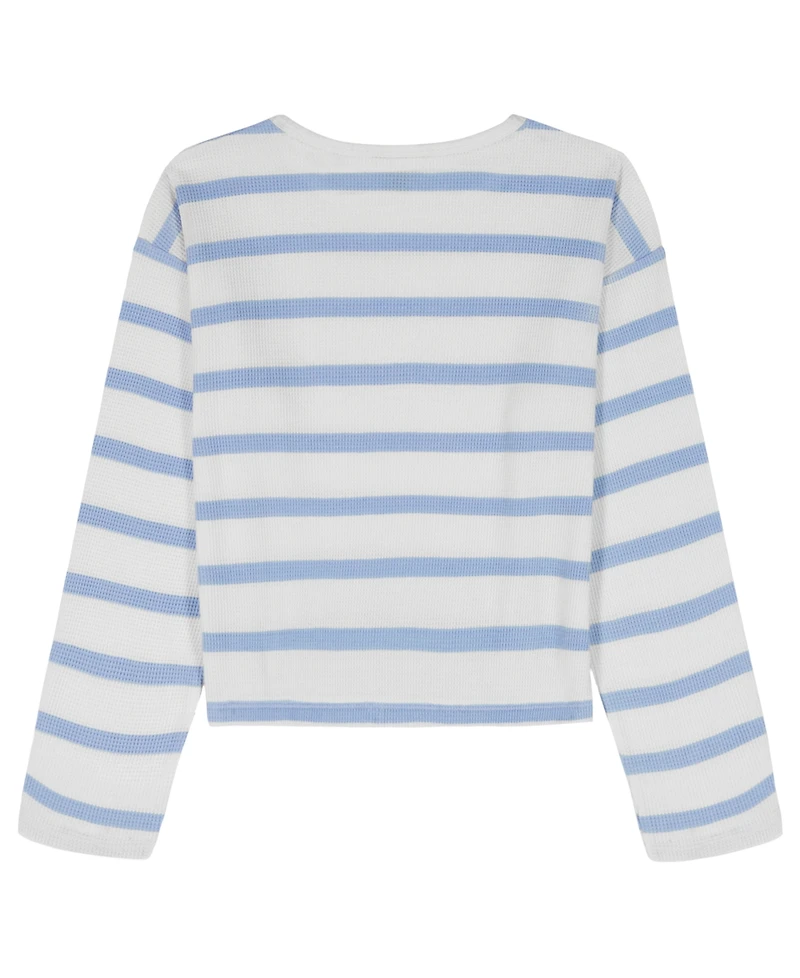 Tommy Hilfiger Girls' 7-16 Waffle Stripe Round Neck T-Shirt