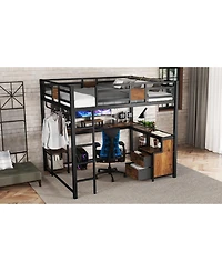 Streamdale Furniture Queen Loft Bed with Desk & Storage