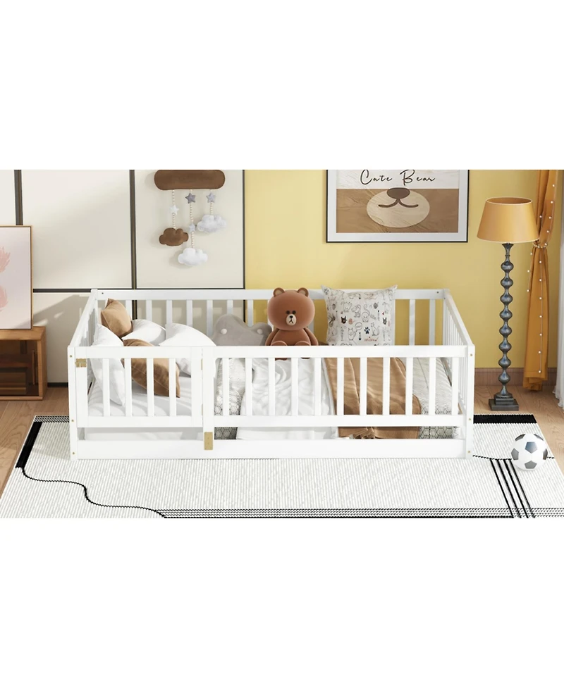 Streamdale Furniture Montessori Floor Bed with Fence & Door