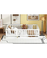 Streamdale Furniture Montessori Floor Bed with Fence & Door