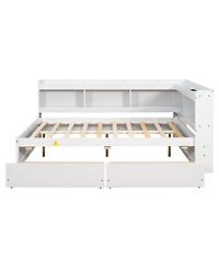 Streamdale Furniture L-Shaped Bookcase Bed with Power, Usb & Drawers